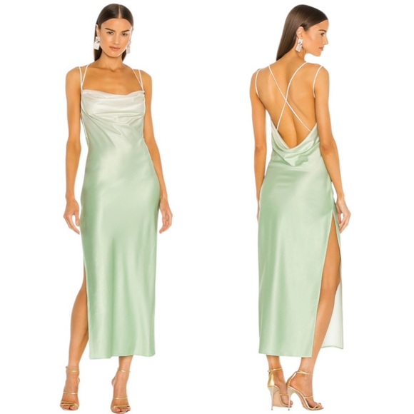 Michael Costello REVOLVE Porter Midi Dress in Mint Ombre Size S - Picture 1 of 11